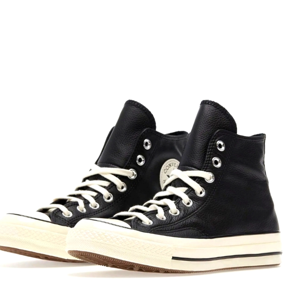 COPY - Converse Custom Made Chuck 70s hightops blk grain leather vintage made .